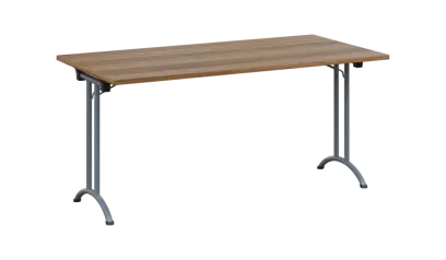 SLA 160 lak skládací jednací stůl 1600x800, deska 25 mm, podnož stříbrný lak, deska ořech světlý